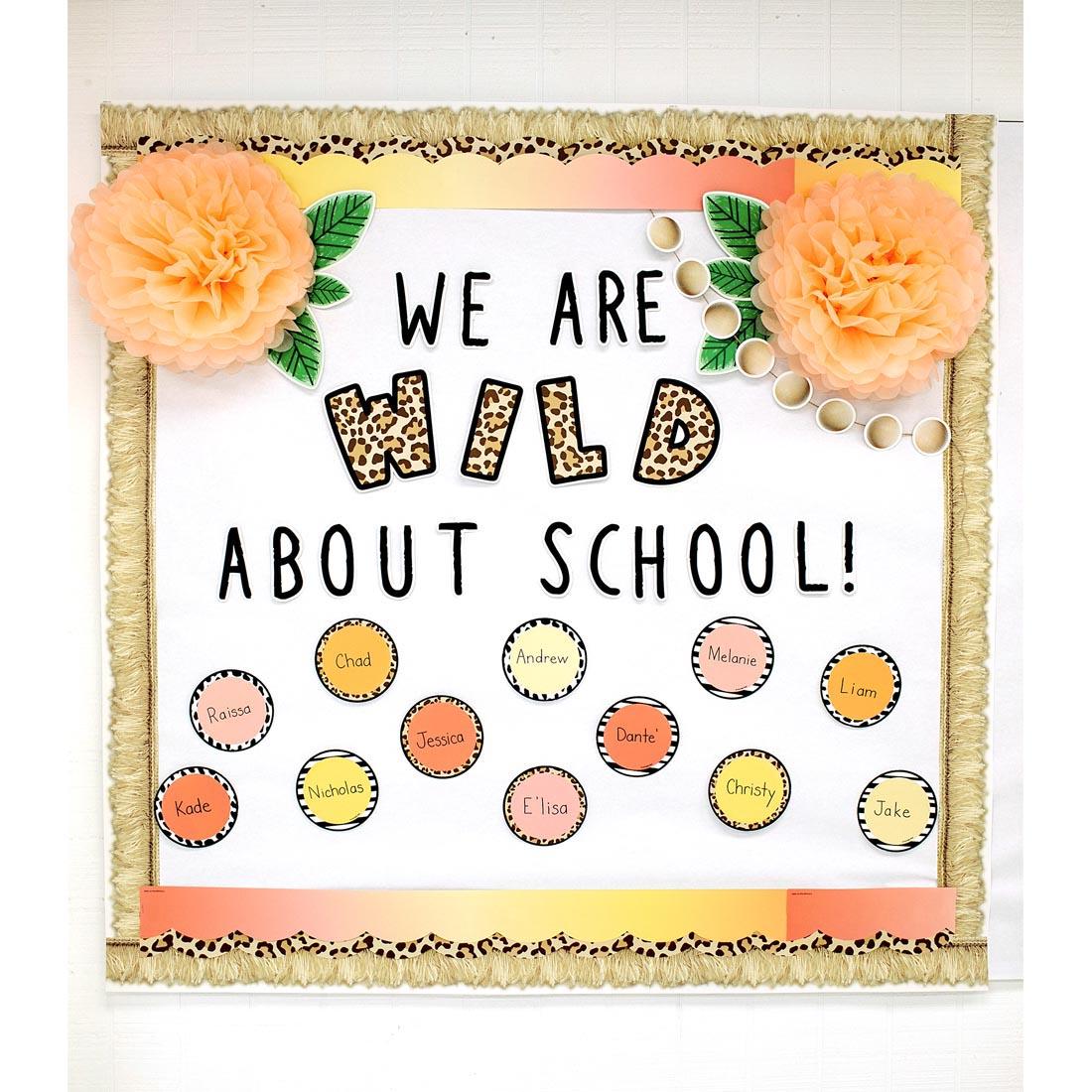 Example of how to display the Simply Safari We Are Wild About School Bulletin Board Set By Carson Dellosa in the classroom