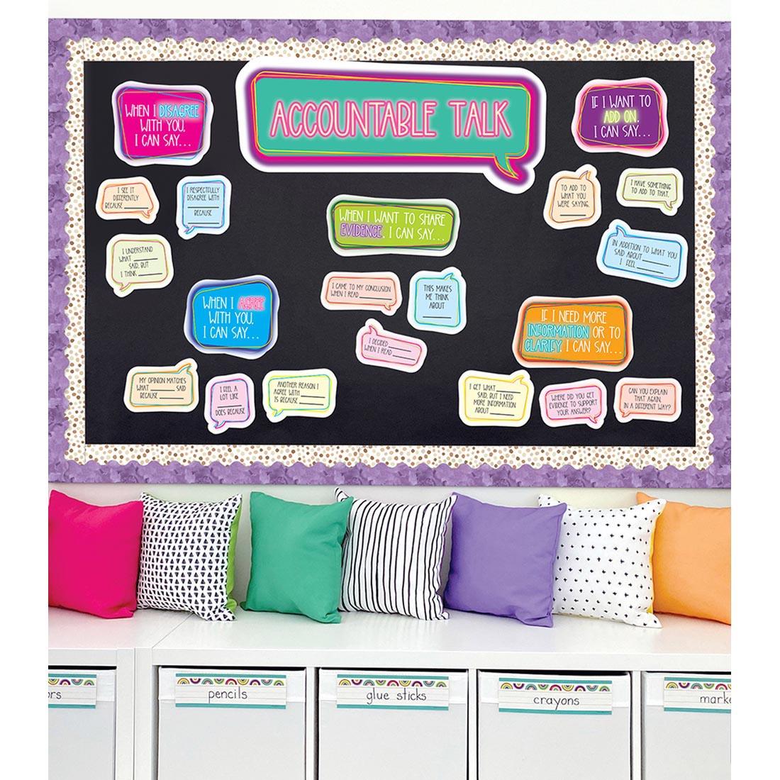 Example of how to display the Accountable Talk Bulletin Board Set By Carson Dellosa