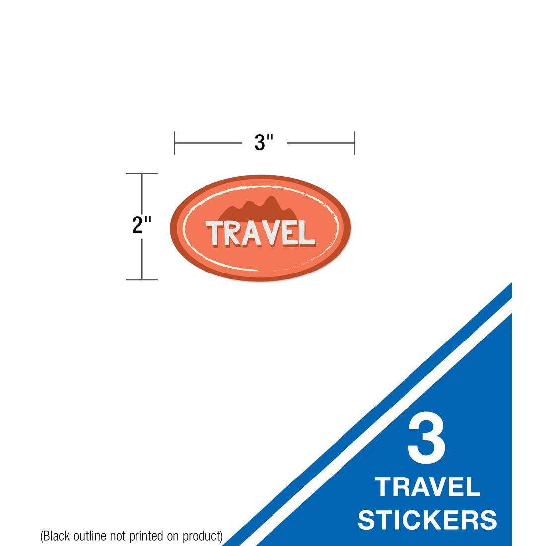 Travel accent from Let's Explore Learning Is a Journey Bulletin Board Set By Carson Dellosa, with measurements of 2x3"