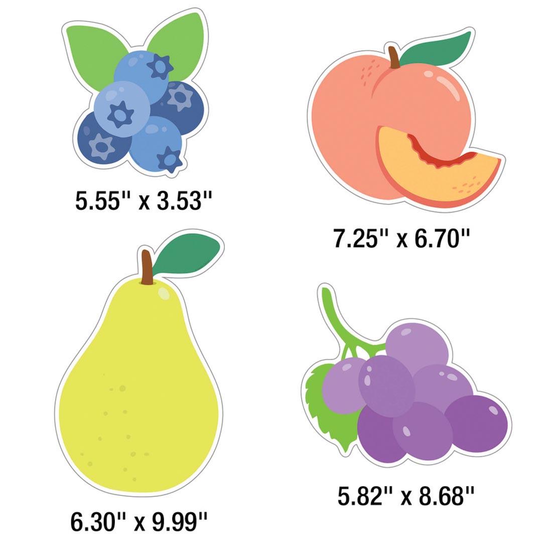 4 pieces from Learning Is Our Jam Bulletin Board Set from the Farmers Market collection By Carson Dellosa each labeled with their measurements