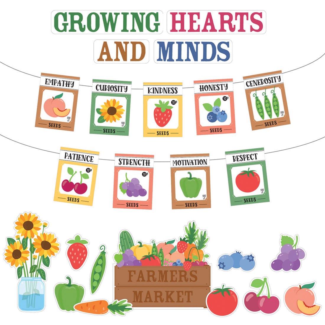 Growing Hearts Growing Minds Bulletin Board Set from the Farmers Market collection By Carson Dellosa