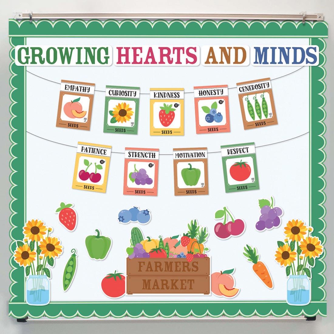 Growing Hearts Growing Minds Bulletin Board Set from the Farmers Market collection By Carson Dellosa in use