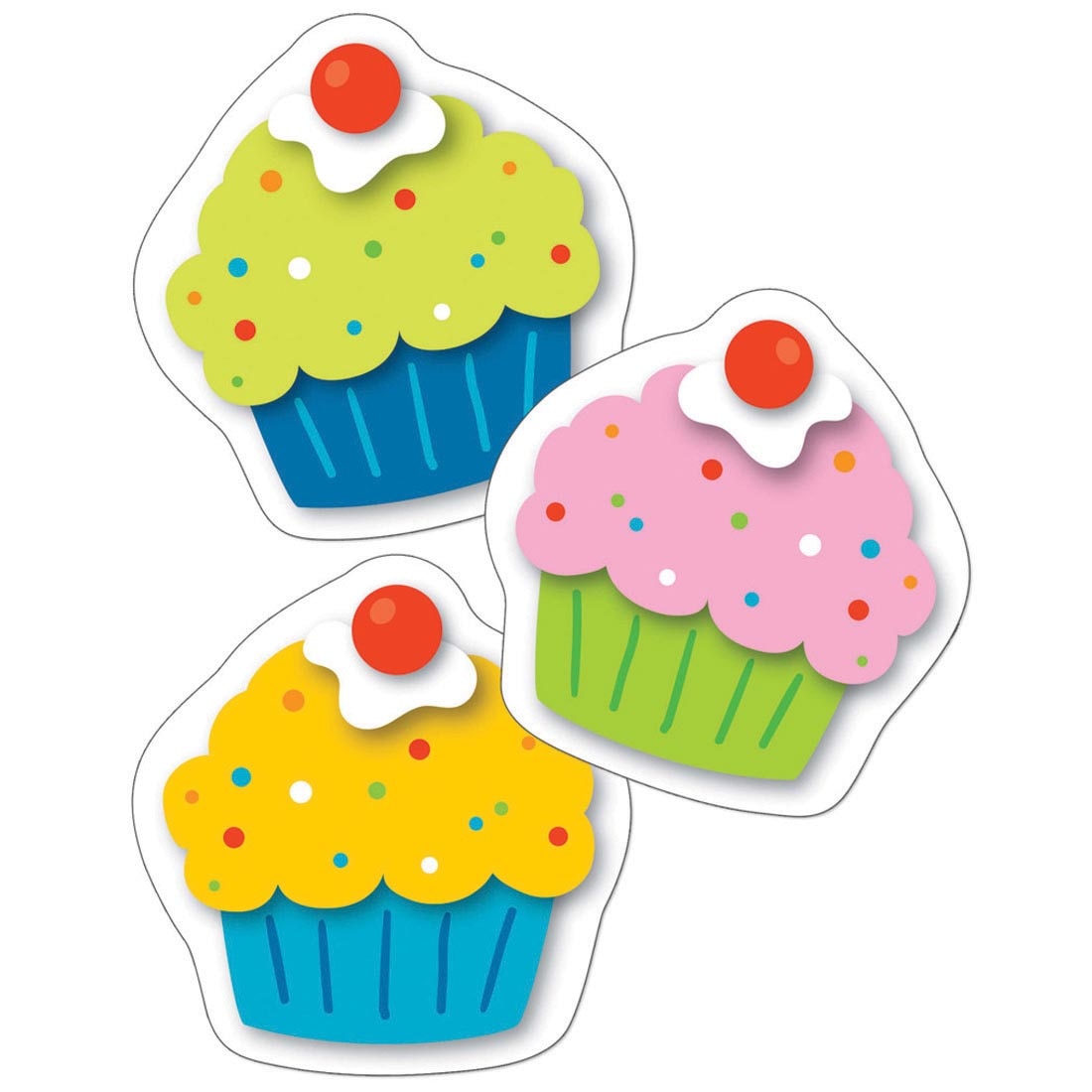 Three Assorted Cupcakes Mini Cut-Outs By Carson Dellosa