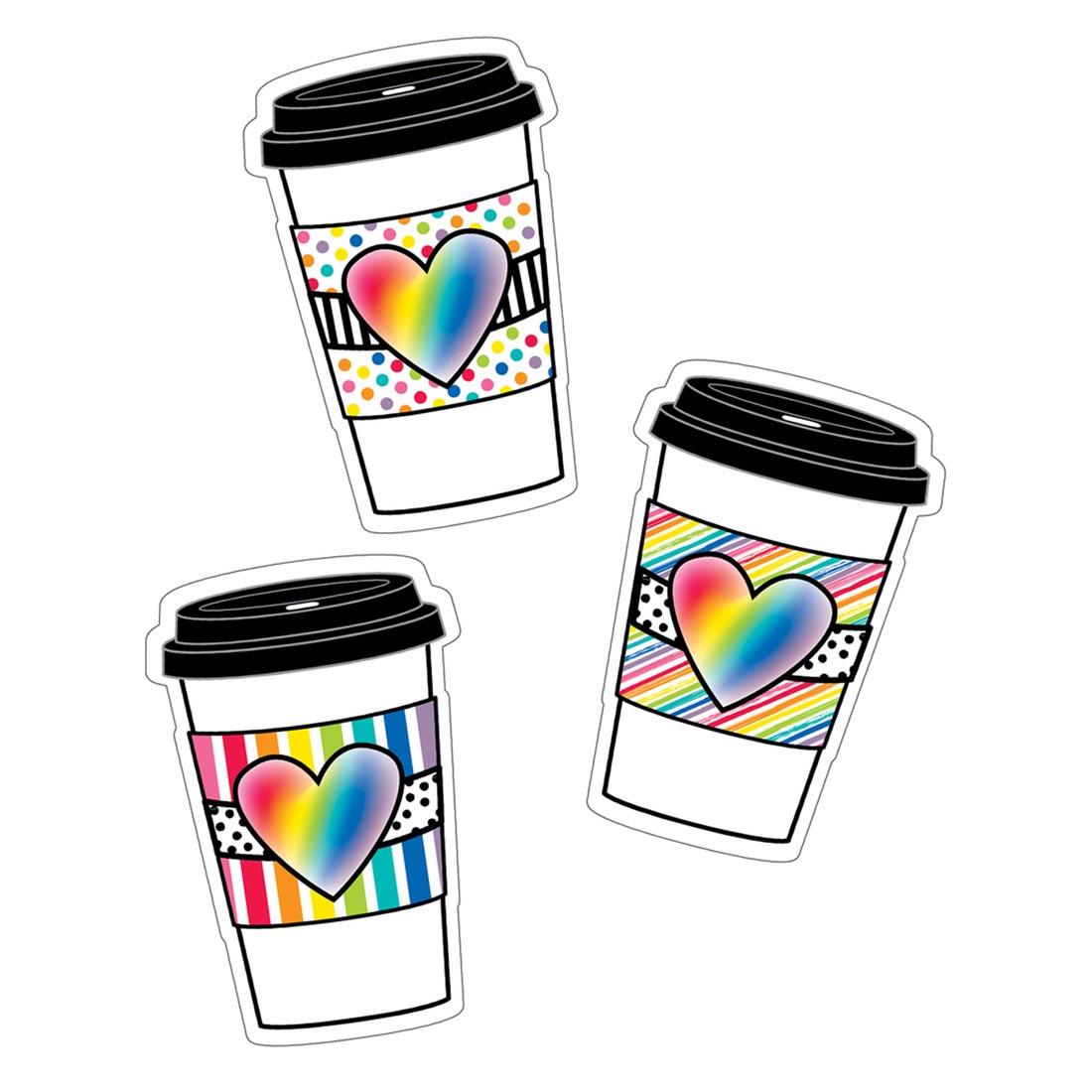 Rainbow To-Go Cups Assorted Colorful Cut-Outs from the Industrial Cafe collection by Carson Dellosa