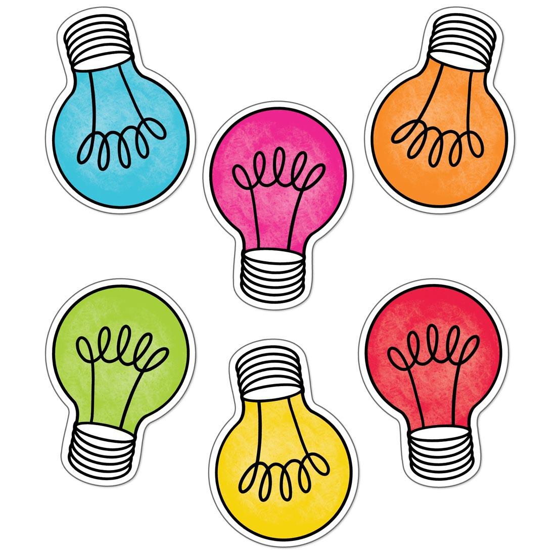 6 Light Bulb Moments Colorful Light Bulbs Cut-Outs By Carson Dellosa in assorted colors