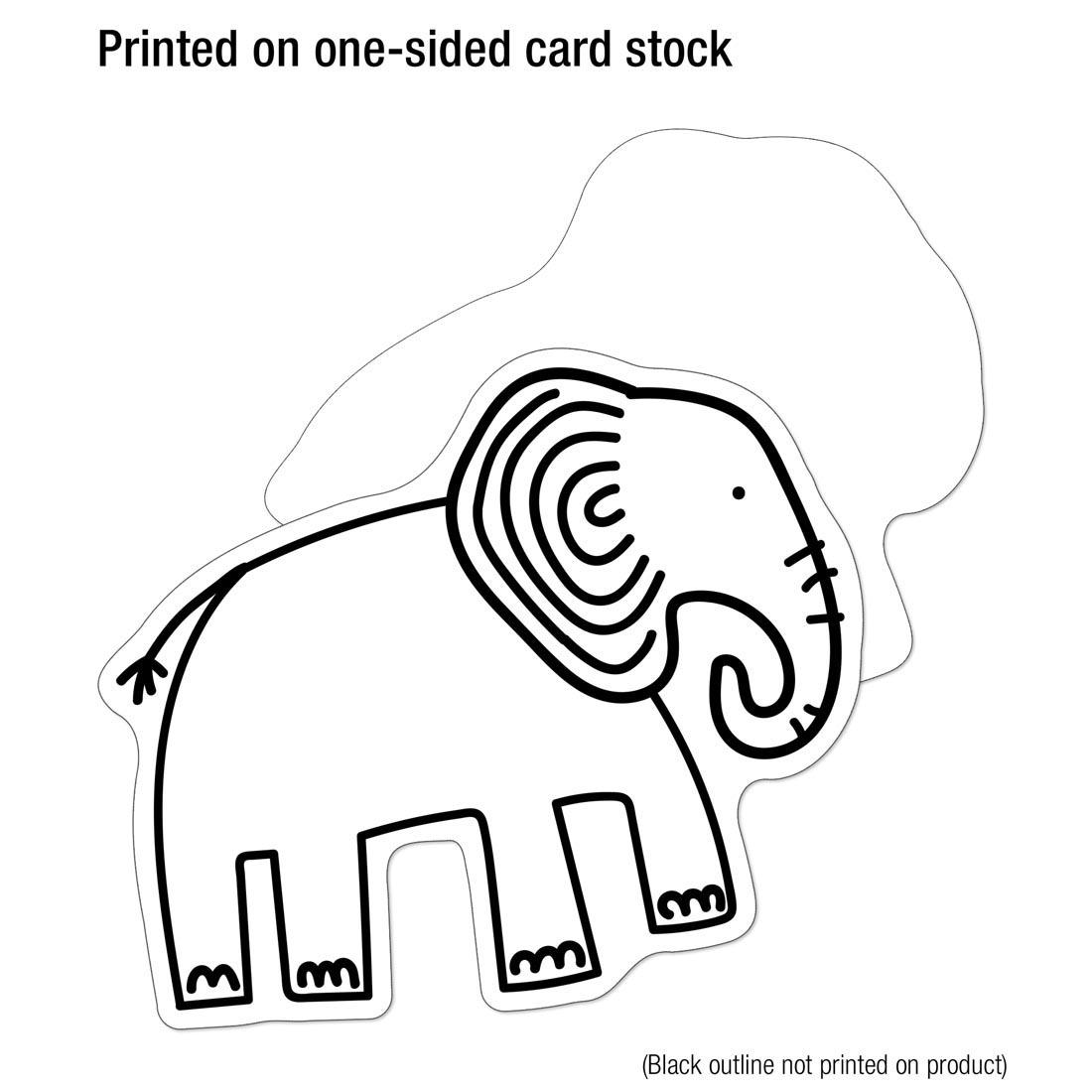Elephant from the Simply Safari Animals Cut-Outs By Carson Dellosa, showing it is printed on one side with white on the back