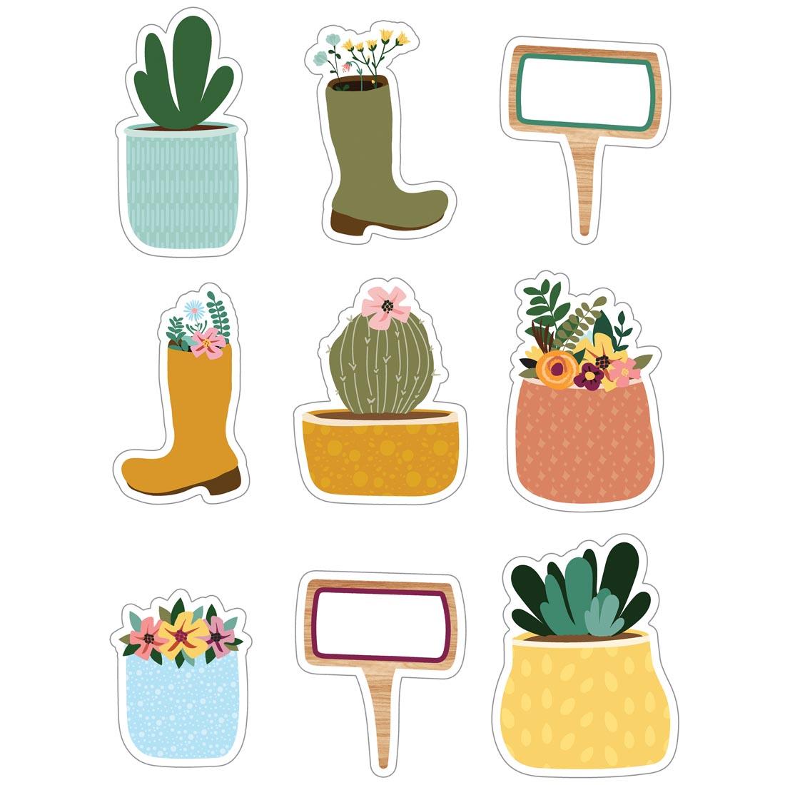 Boots, Pots, and Garden Signs Cut-Outs from the Grow Together Collection By Carson Dellosa