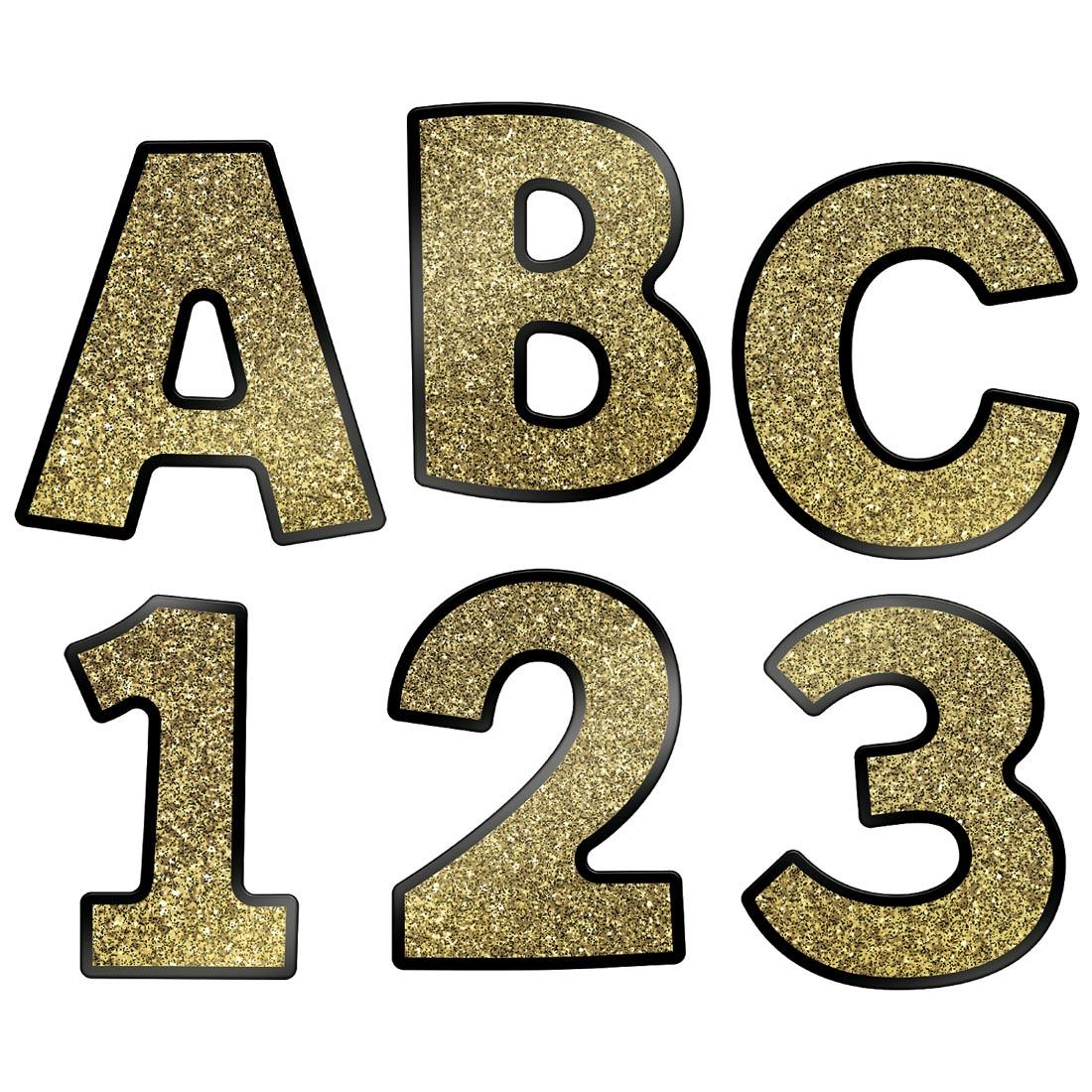 A-B-C and 1-2-3 of Sparkle + Shine Gold Glitter EZ Letters Combo Pack by Carson Dellosa