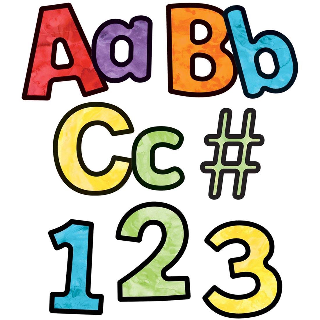 Pieces of Celebrate Learning Watercolor Combo Pack EZ Letters by Carson Dellosa