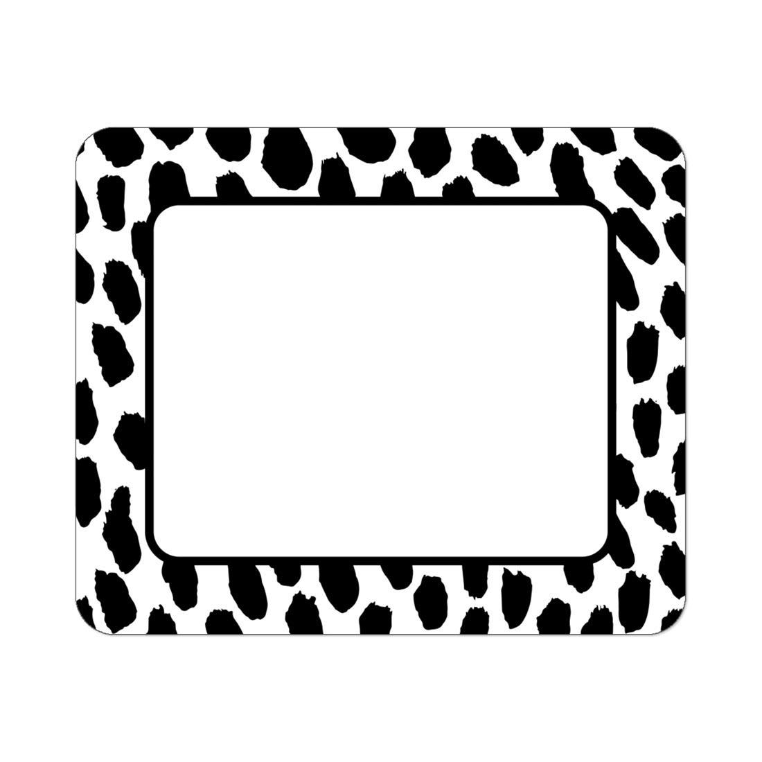 Simply Safari Name Tags By Carson Dellosa, featuring a black and white animal print pattern as a border