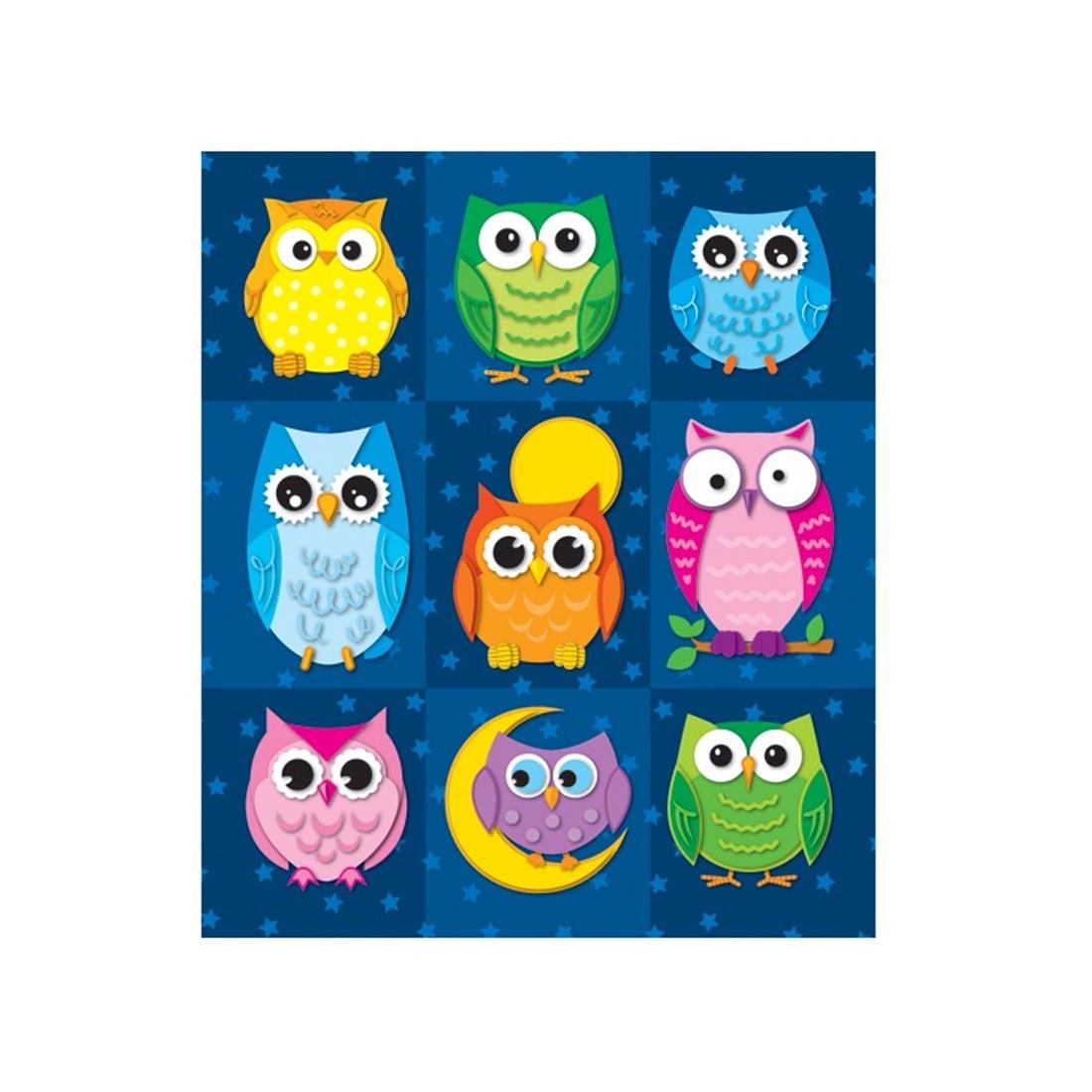 Colorful Owls Prize Pack Stickers by Carson Dellosa