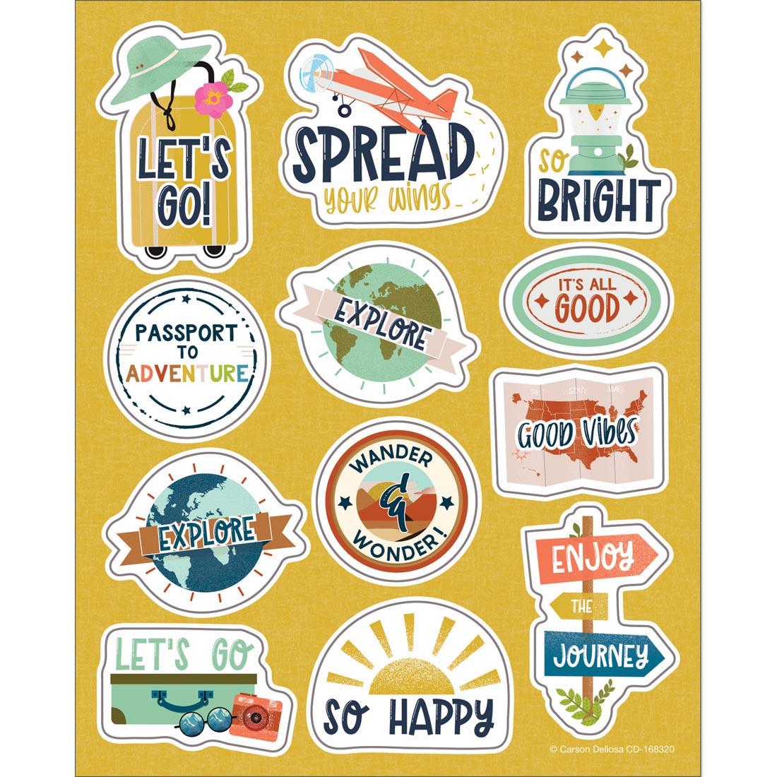 Let's Explore Think Positive Motivational Stickers By Carson Dellosa in assorted sizes, colors and styles