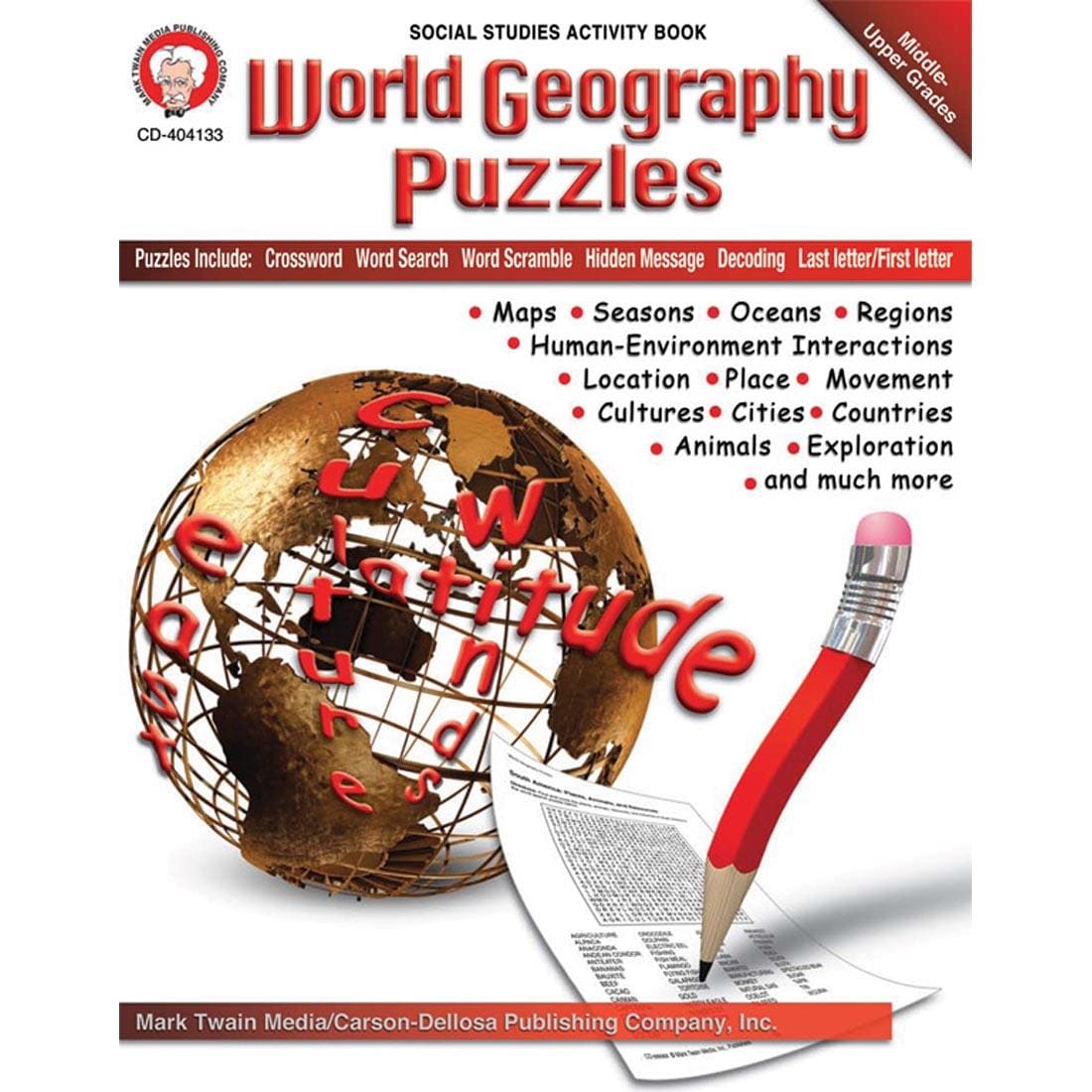 World Geography Puzzles Activity Book by Carson Dellosa