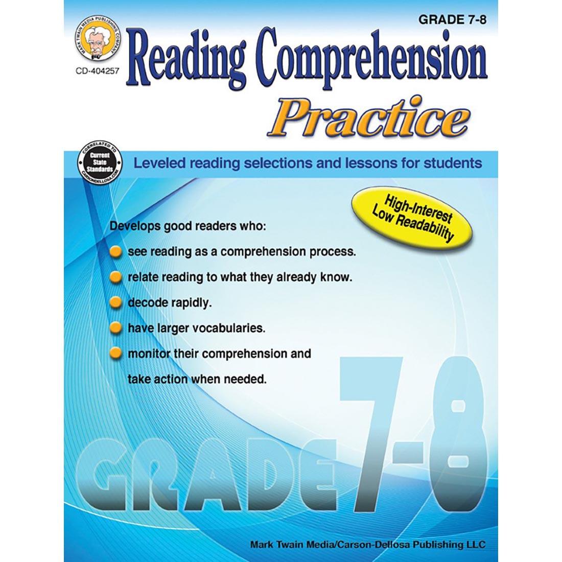 Reading Comprehension Practice by Mark Twain Media Grades 7-8