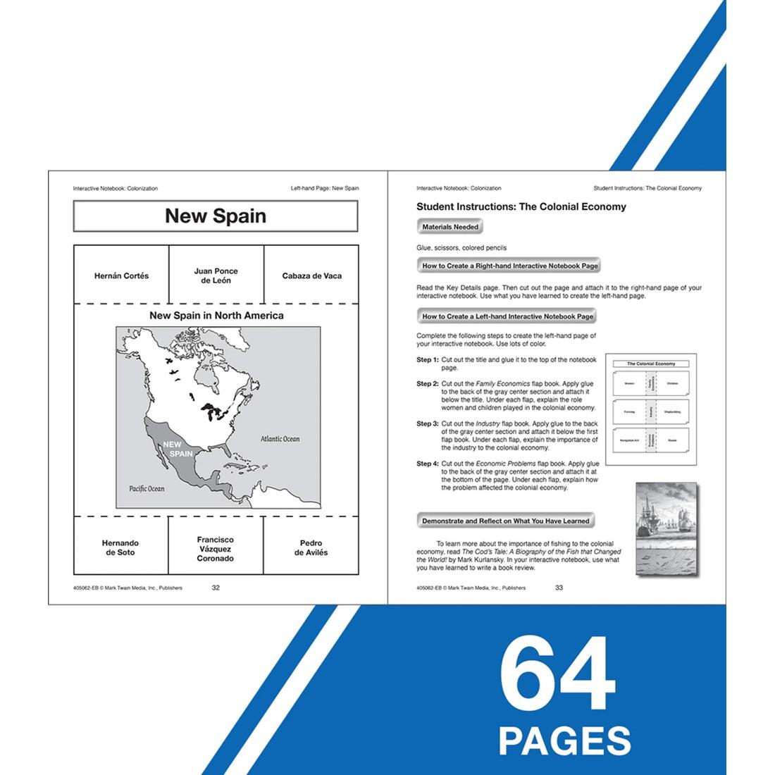 Sample Pages from Colonization Interactive Notebook by Mark Twain Media