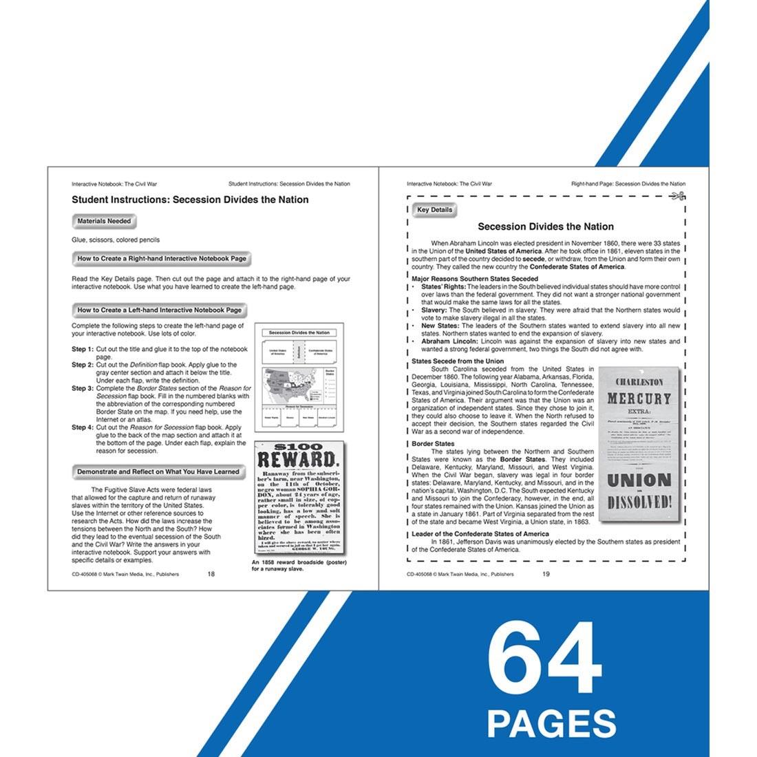 Sample pages from Interactive Notebook: The Civil War Grades 5-8 By Mark Twain Media