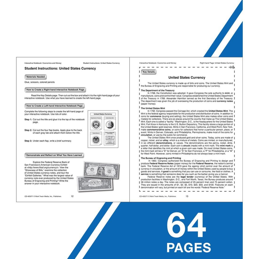 Sample pages from Interactive Notebook: Economics and Money