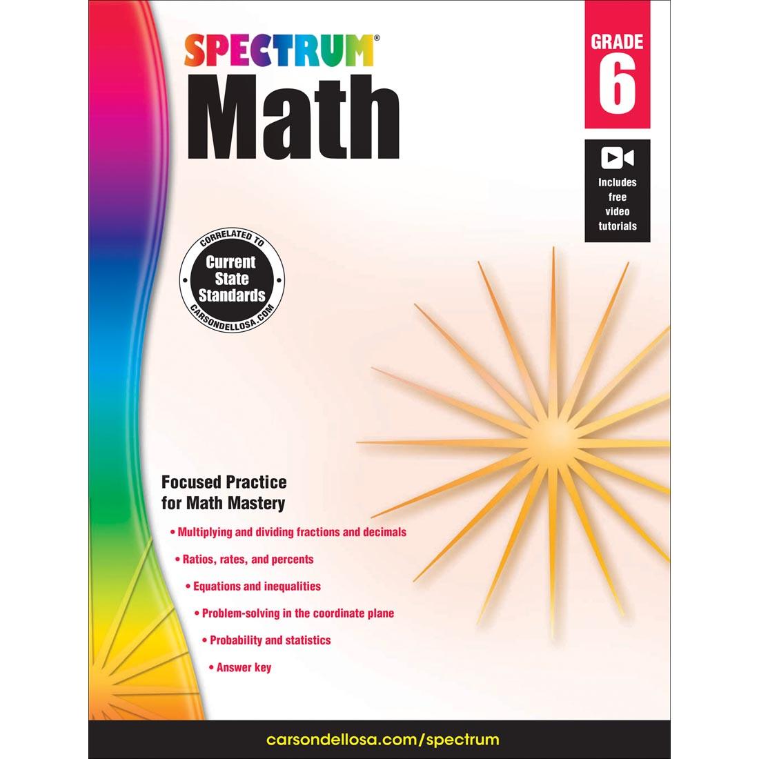 Spectrum Math Book by Carson Dellosa Grade 6