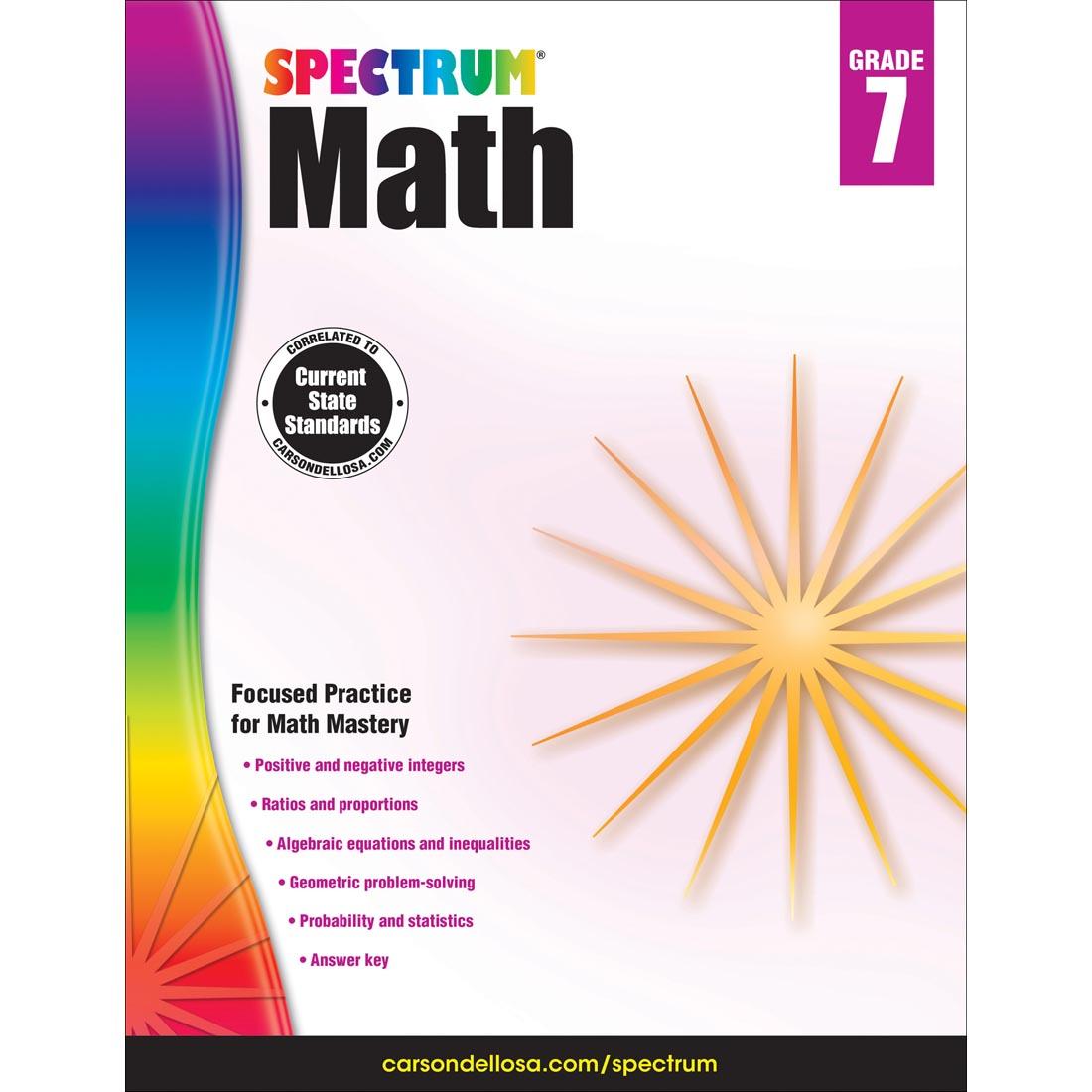 Spectrum Math Book by Carson Dellosa Grade 7