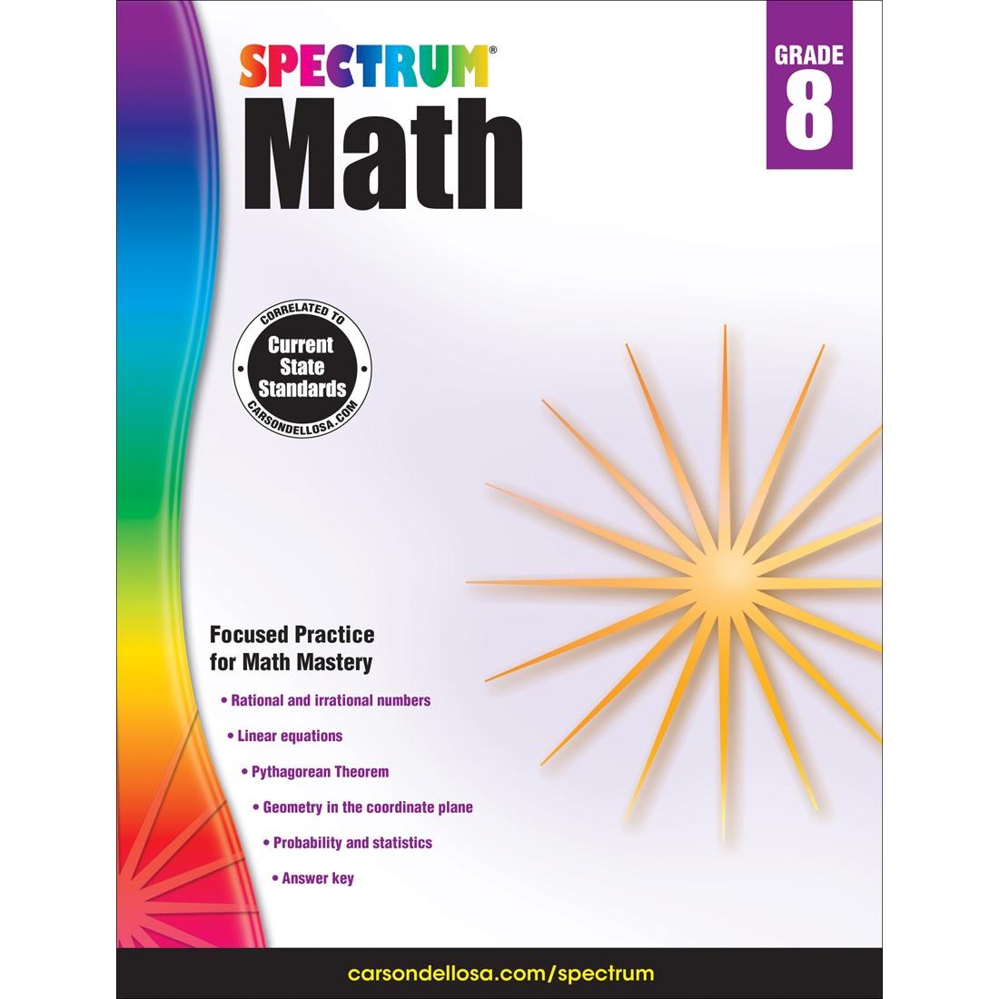 Spectrum Math Book by Carson Dellosa Grade 8