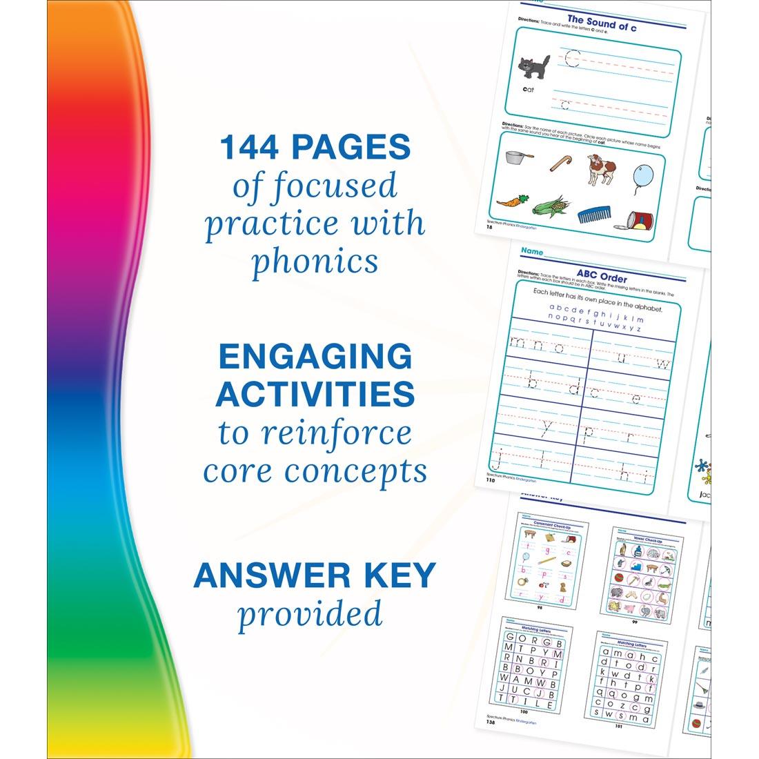 Features of Spectrum Word Study And Phonics by Carson Dellosa Kindergarten: 144 pages, engaging activities and answer key provided