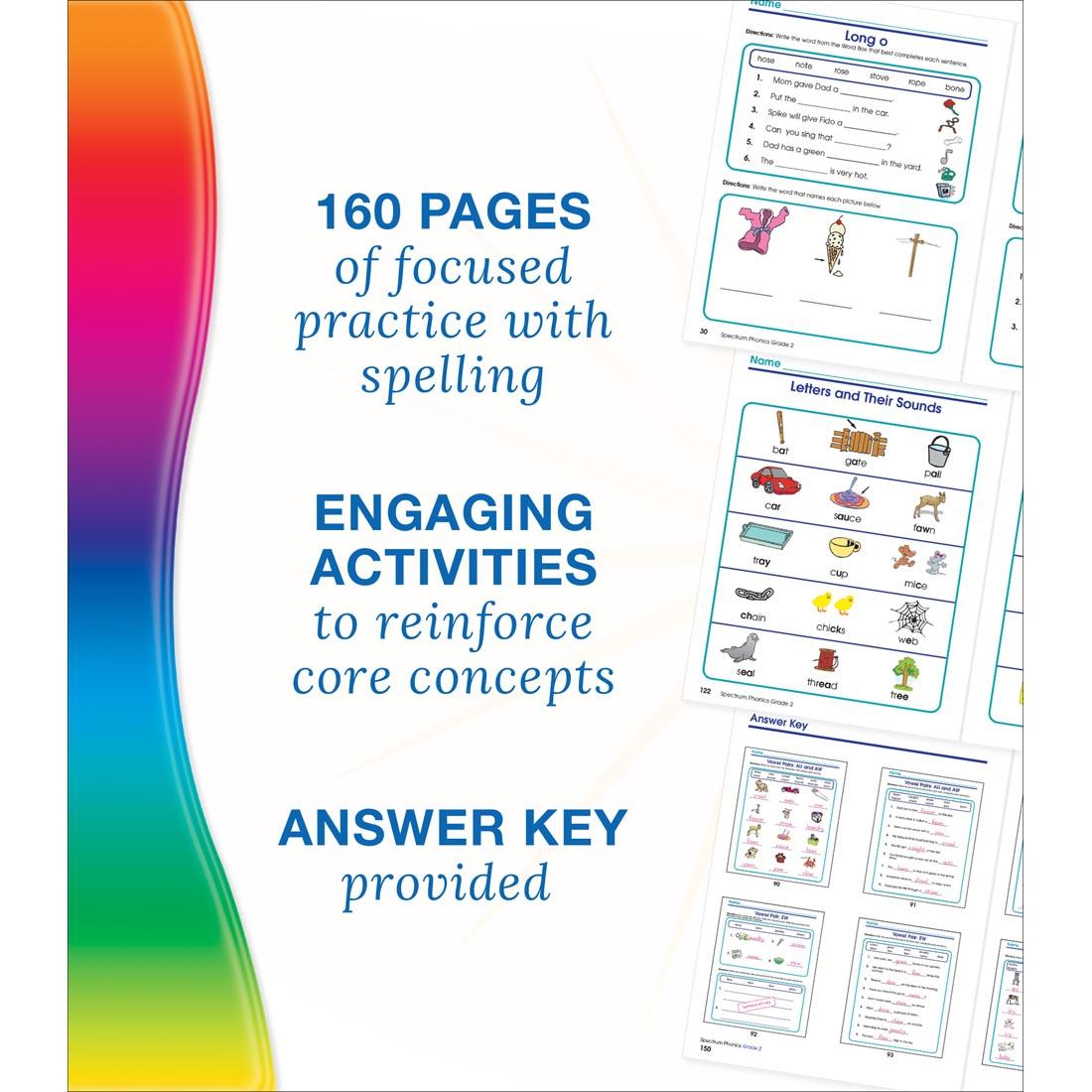 Features of Spectrum Word Study And Phonics by Carson Dellosa Grade 2: 160 pages, engaging activities and answer key provided