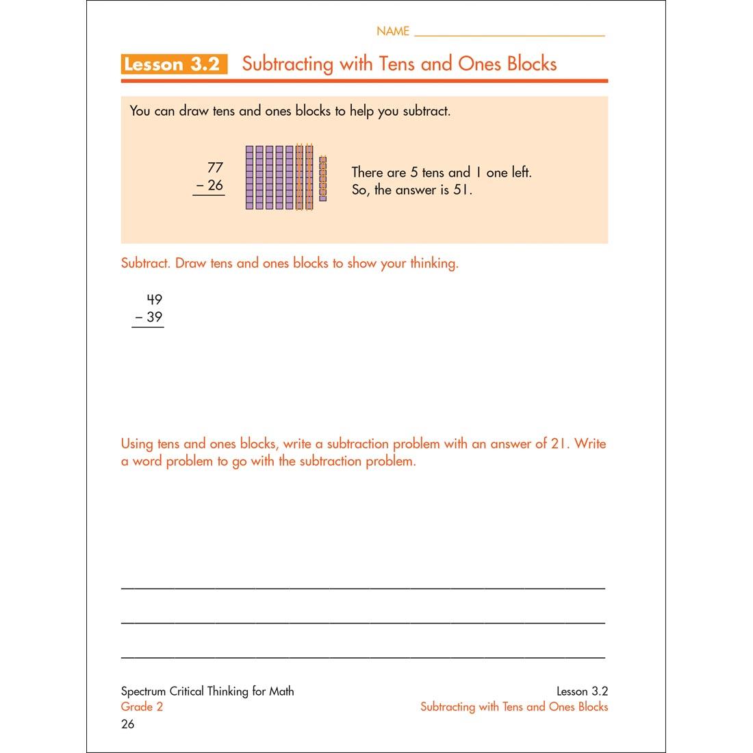 page from inside Spectrum Critical Thinking For Math Book Grade 2