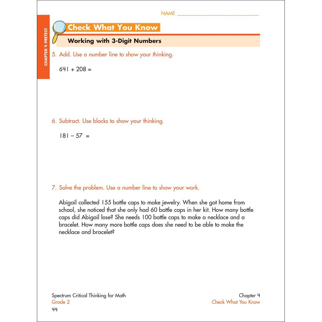 page from inside Spectrum Critical Thinking For Math Book Grade 2