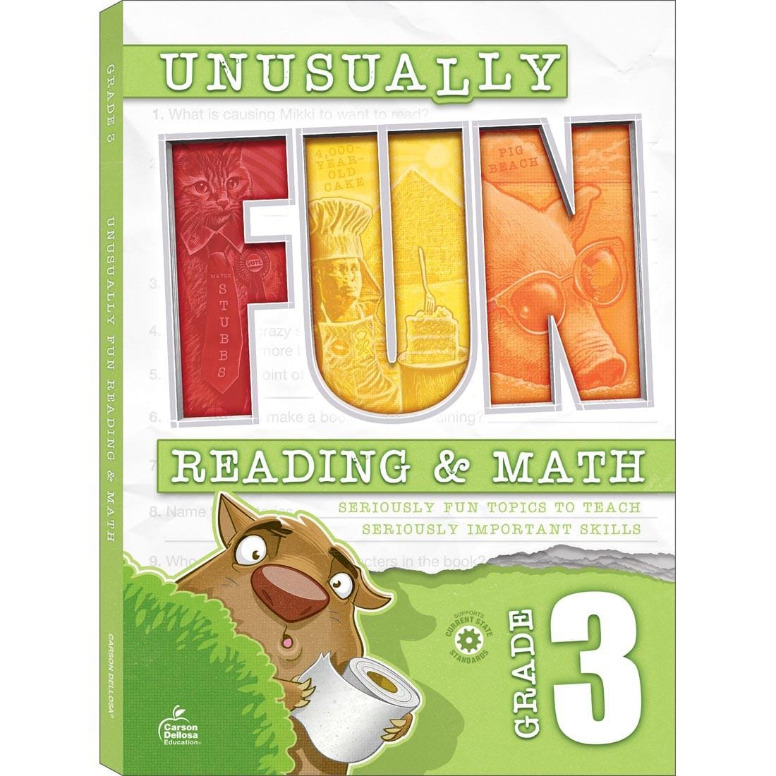 Front cover of Unusually Fun Reading & Math Workbook Grade 3