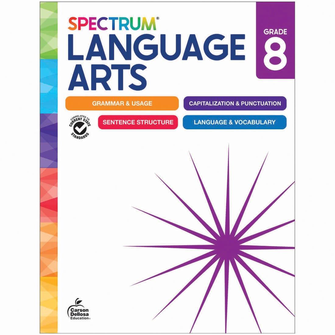 front cover of Spectrum Language Arts Workbook for Grade 8 By Carson Dellosa