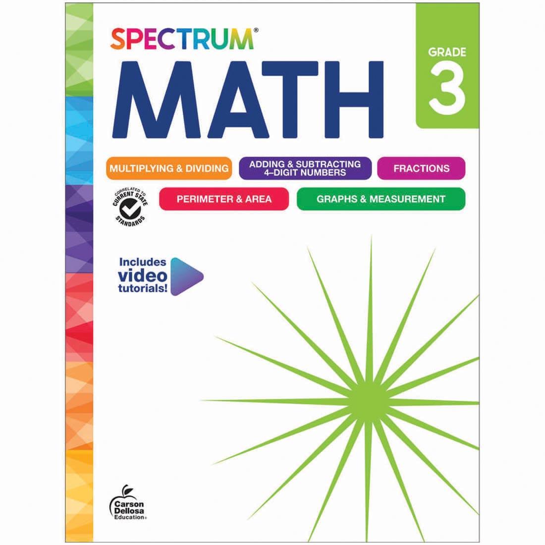 front cover of Spectrum Math Workbook for Grade 3 By Carson Dellosa