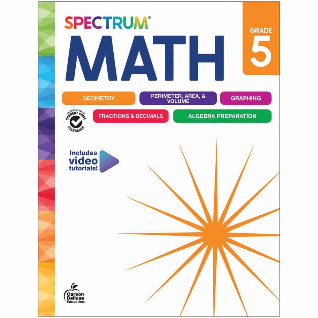 front cover of Spectrum Math Workbook for Grade 5 By Carson Dellosa