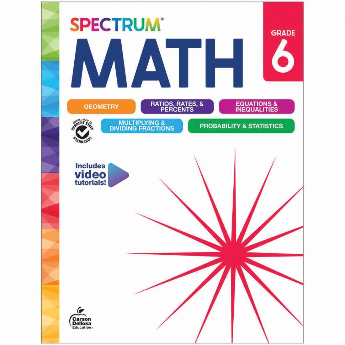 front cover of Spectrum Math Workbook for Grade 6 By Carson Dellosa