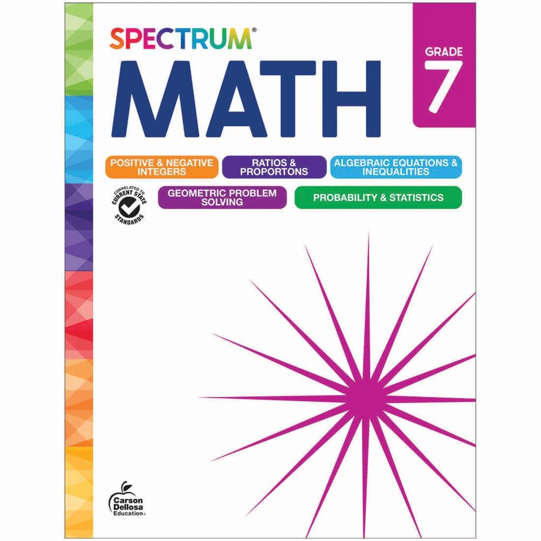 front cover of Spectrum Math Workbook for Grade 7 By Carson Dellosa