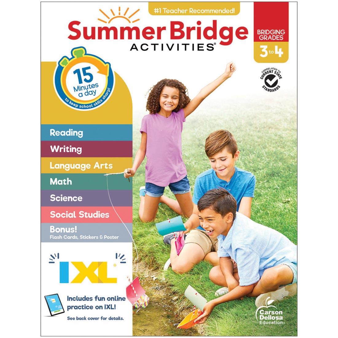 front cover of Summer Bridge Activities Workbook By Carson Dellosa Grades 3-4