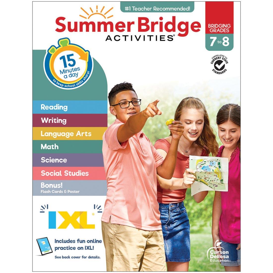 front cover of Summer Bridge Activities Workbook By Carson Dellosa Grades 7-8