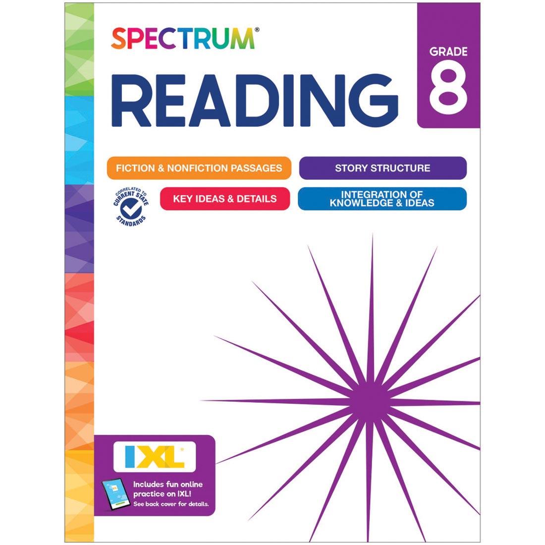 front cover of Spectrum Reading Workbook By Carson Dellosa Grade 8
