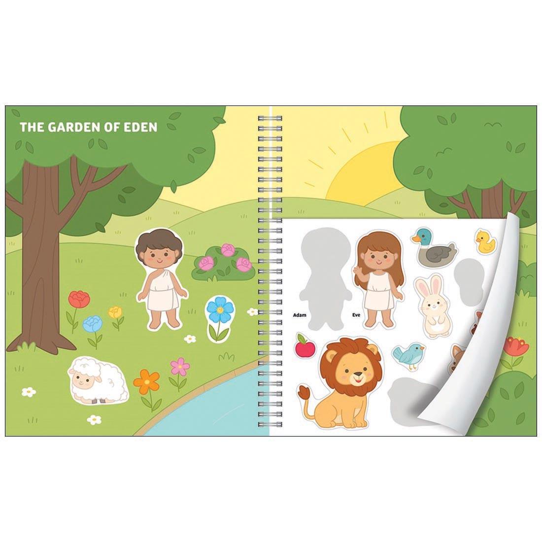 a page and some stickers from Little Sunbeams Bible Sticker Activity Book
