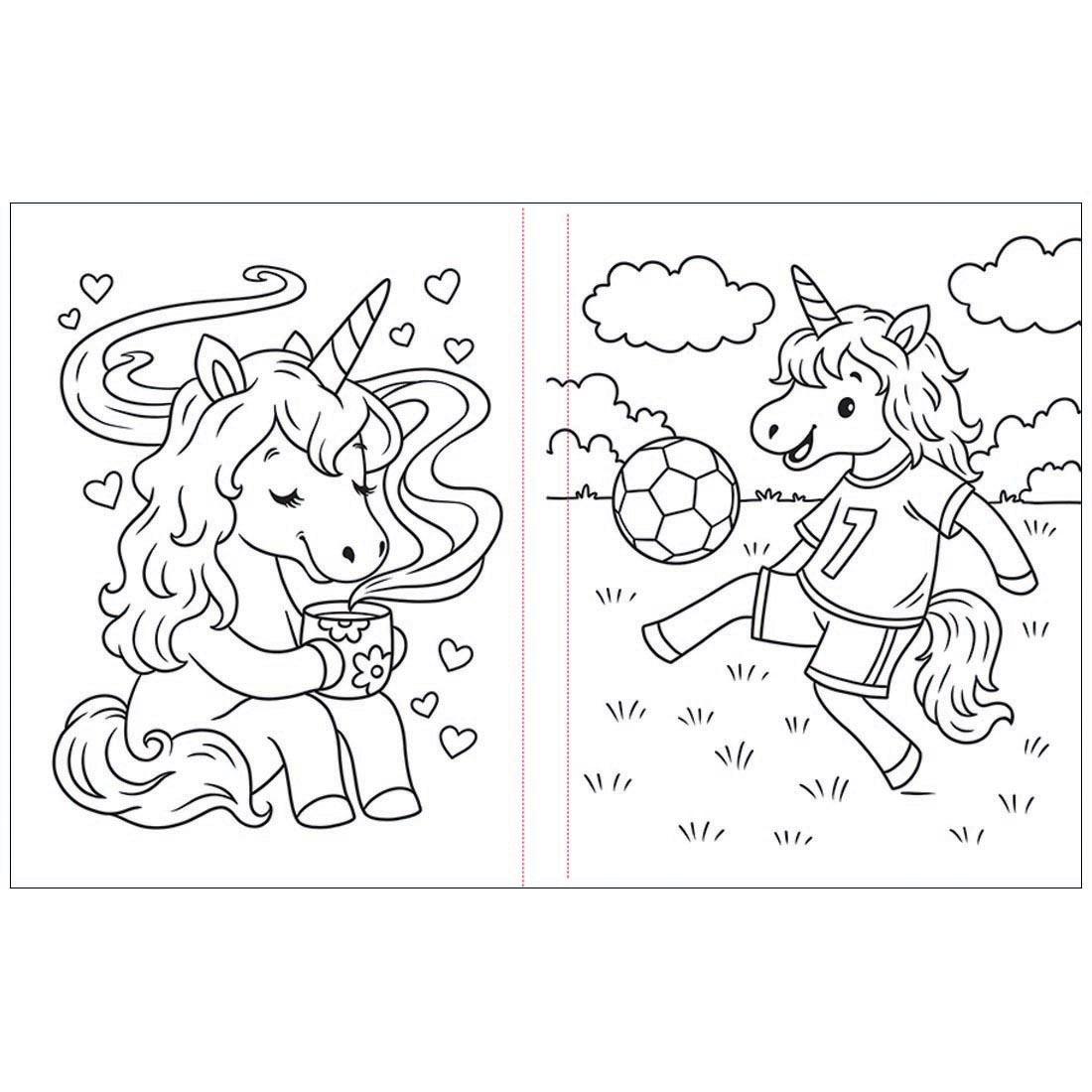 2 coloring pages from Totally Awesome Unicorn Coloring Book With Stickers
