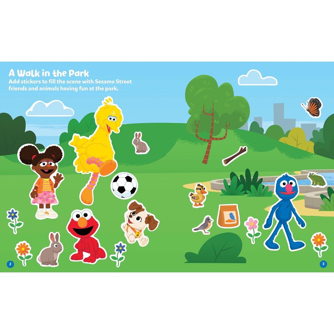 completed example page of Sesame Street Toddler Sticker Activity Book