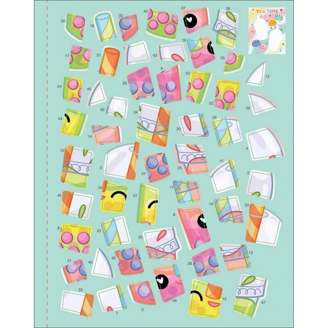page of stickers from Sticker By Number Too Cute!
