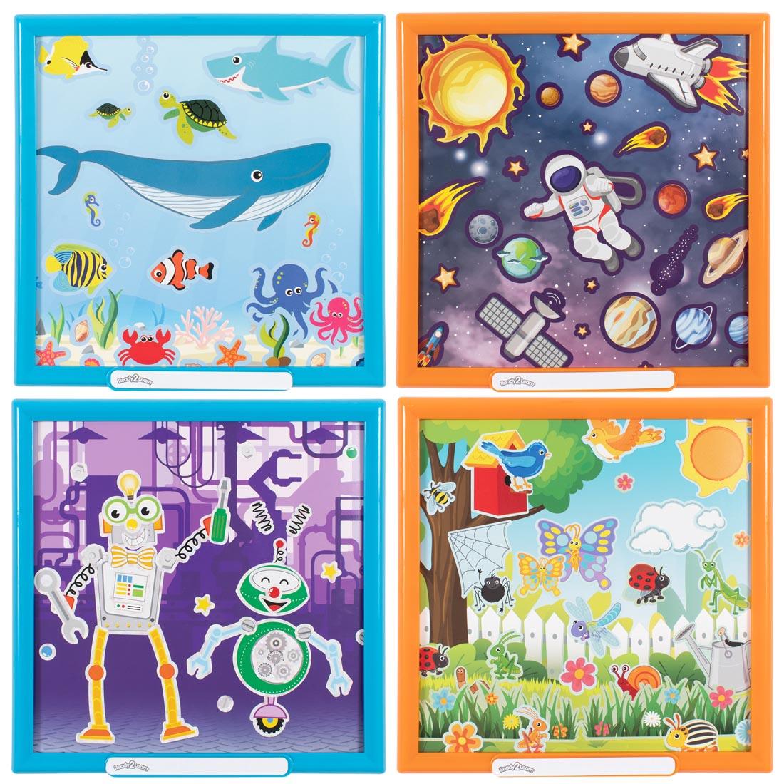 completed examples from the Ready 2 Learn Sticker Art Gallery