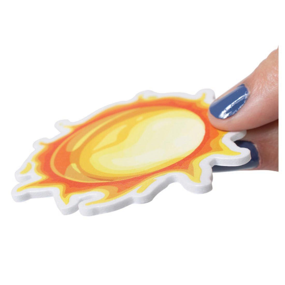 Sun sticker from Ready 2 Learn Space Foam Stickers, to show thickness