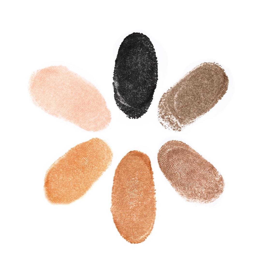 fingerprints made with the six colors of Ready 2 Learn Jumbo 6-In-1 Washable Skin Tones Stamp Pad