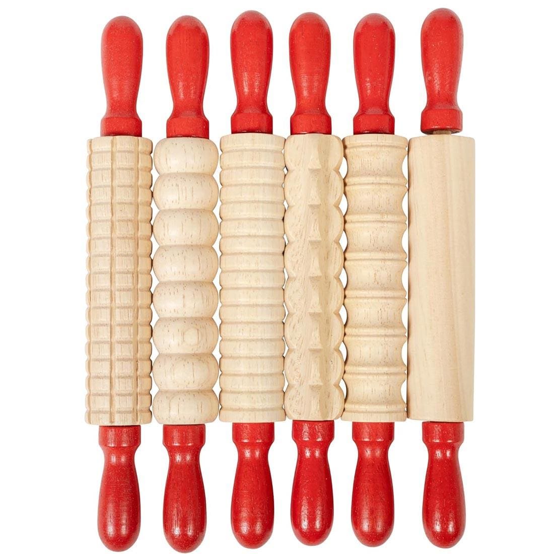 6 Ready 2 Learn Mini Textured Wooden Rolling Pins