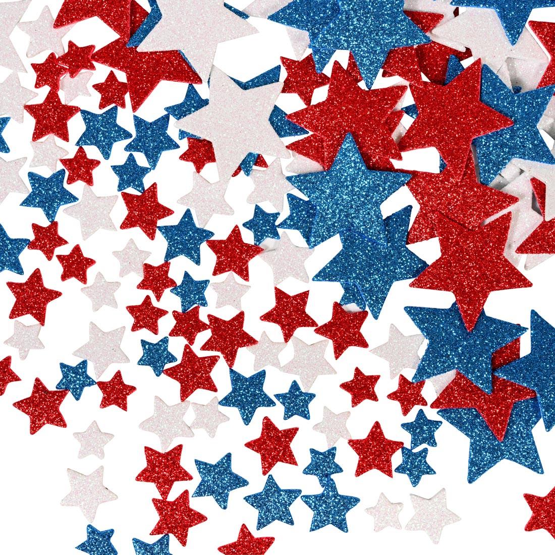 Red, White And Blue Stars Glitter Foam Stickers by Ready 2 Learn