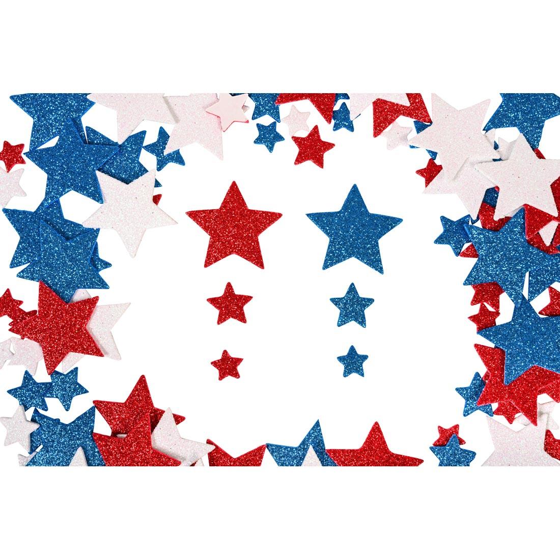 Red, White And Blue Stars Glitter Foam Stickers by Ready 2 Learn