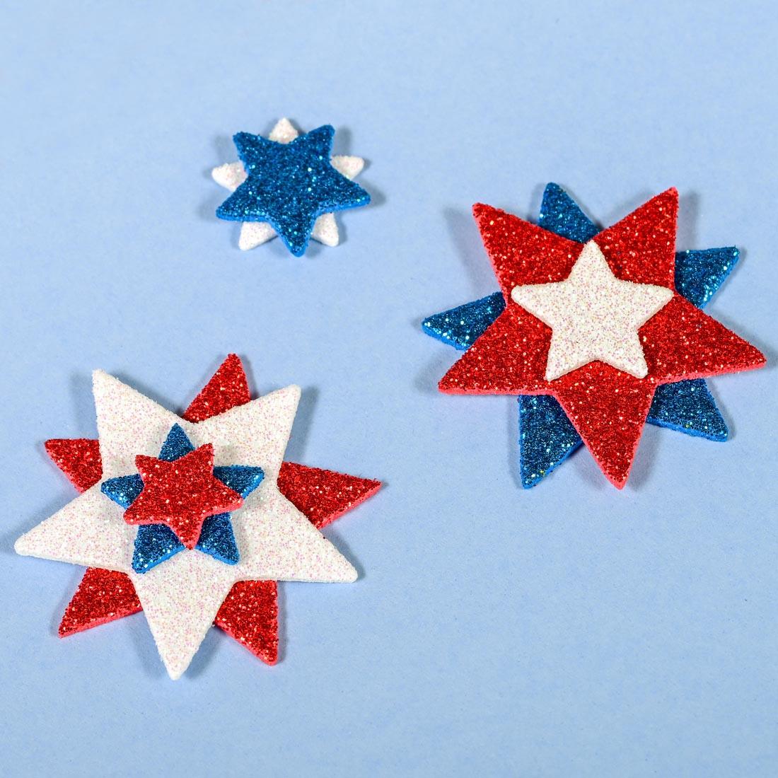 Red, White And Blue Stars Glitter Foam Stickers by Ready 2 Learn