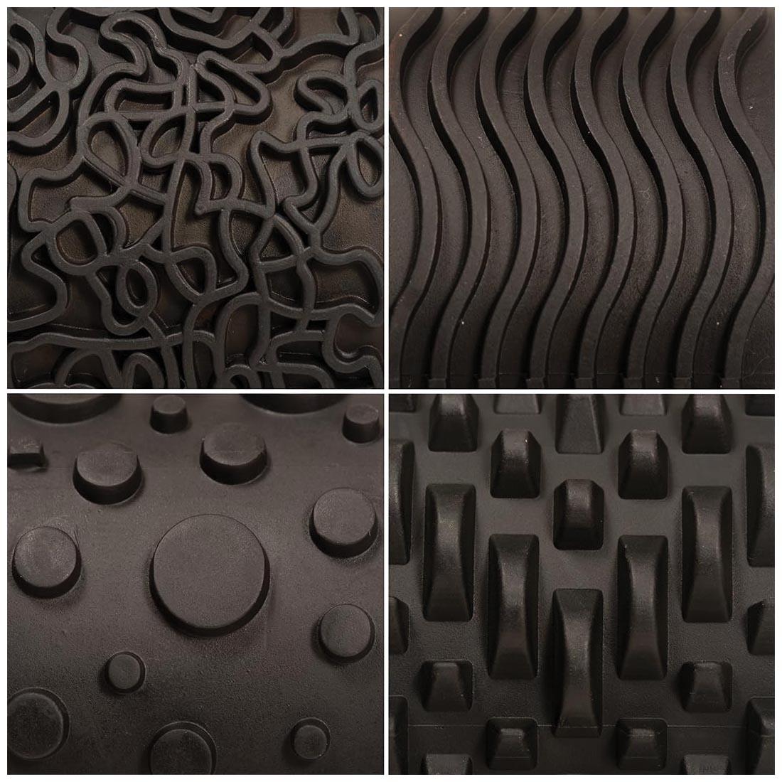 4 squares showing close-ups of different patterns found in the paint/dough rollers set 1 by Ready 2 Learn