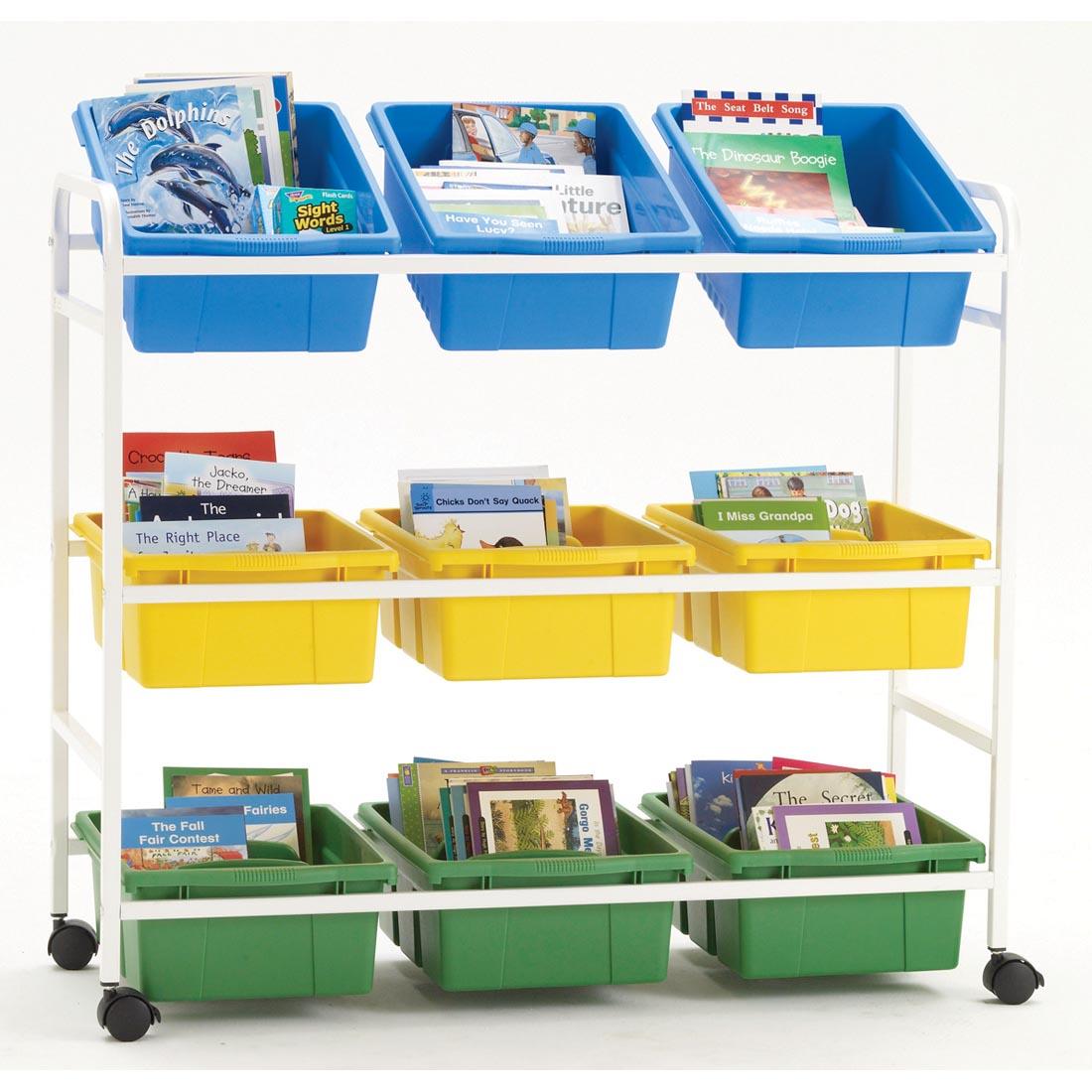 Three-tiered Reading Book Cart With 9 Tubs